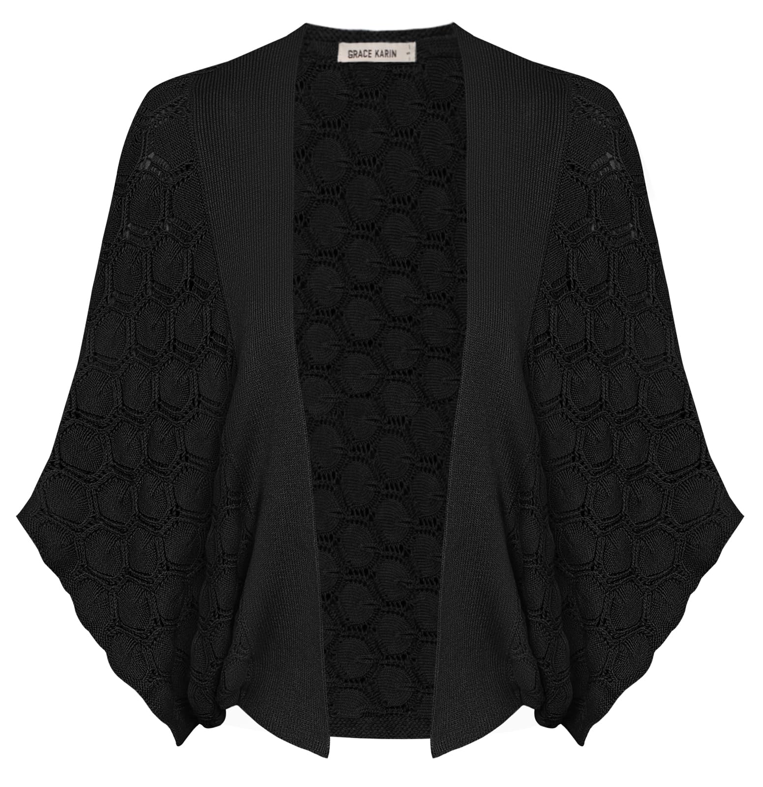 GRACE KARIN Cardigan da Donna Leggero Aperto sul Davanti Orlo Curvo Scialle Traforato Cardigan Aperto sul Davanti