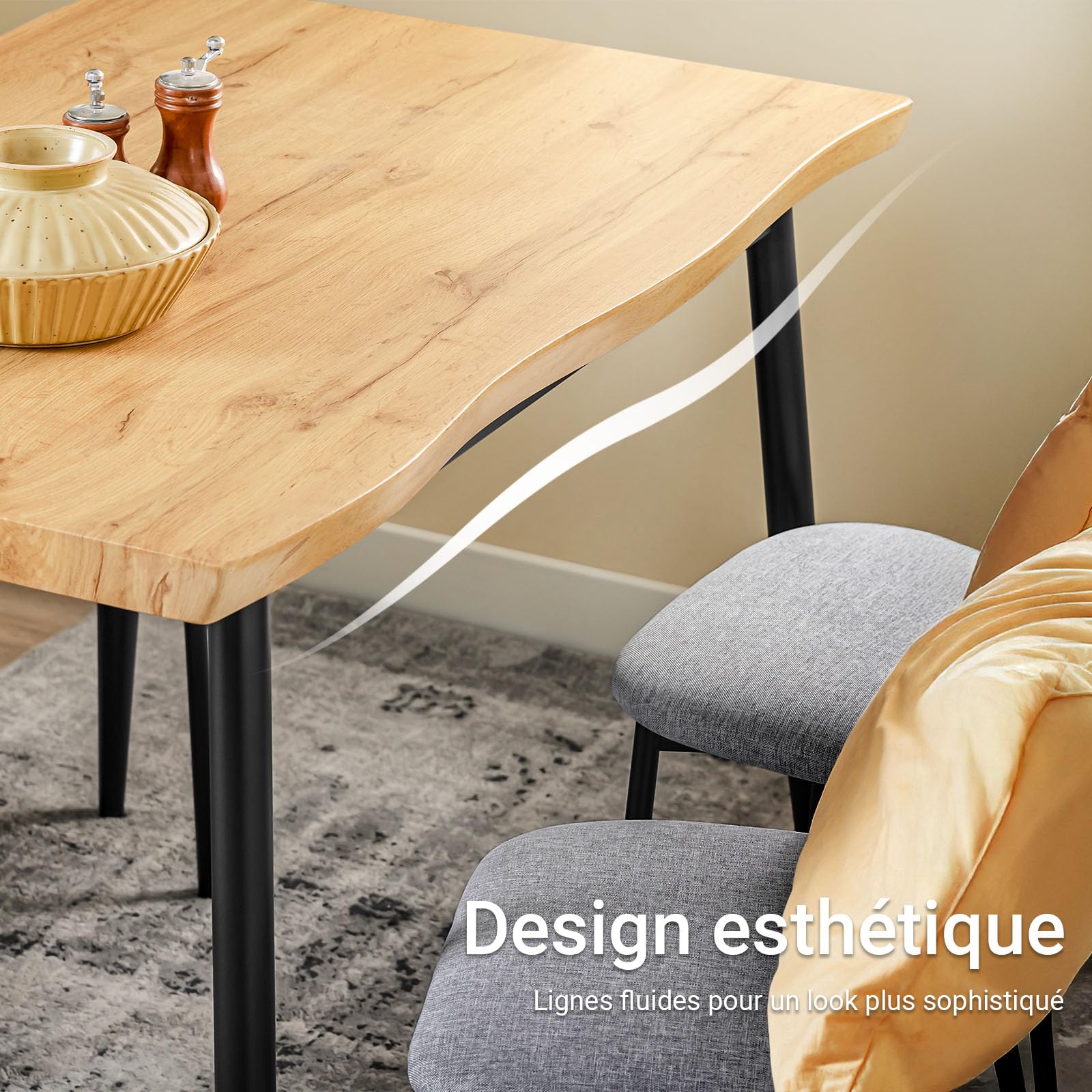 SoBuy Ensemble de Table à Manger 5 Pièces avec Chaises Confortables, Ensemble Table et Chaises 4, Table de Cuisine Compacte pour Petits Espaces, Idéale pour Salle à Manger, Cuisine, Salon OGT52-N