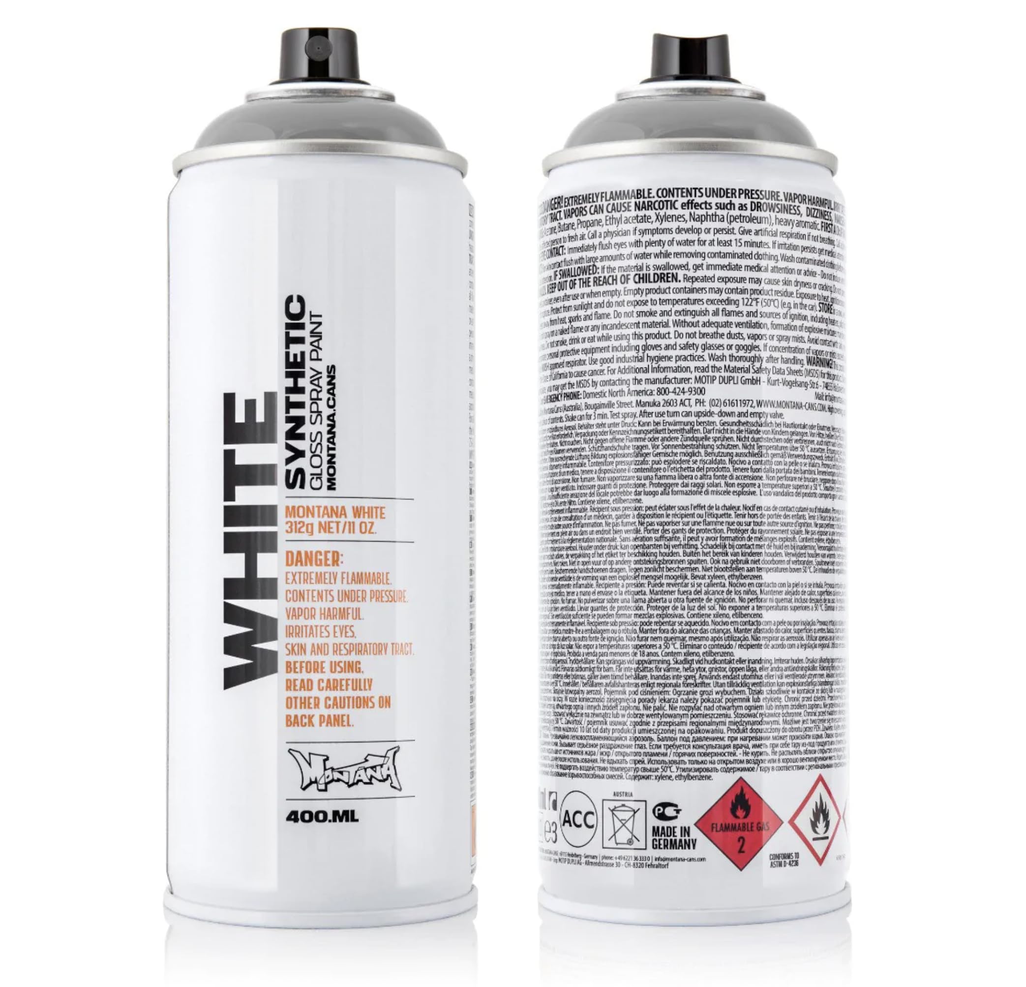 MontanaCans Montana White Color Spray Paint, 400 Ml