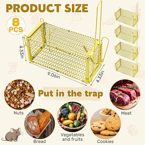 Miniatura 2 de Qualirey 8 piezas de trampa para ratas, trampa para ardillas y roedores plegable, jaula humanitaria para animales pequeños y vivos, voles, hámsters,