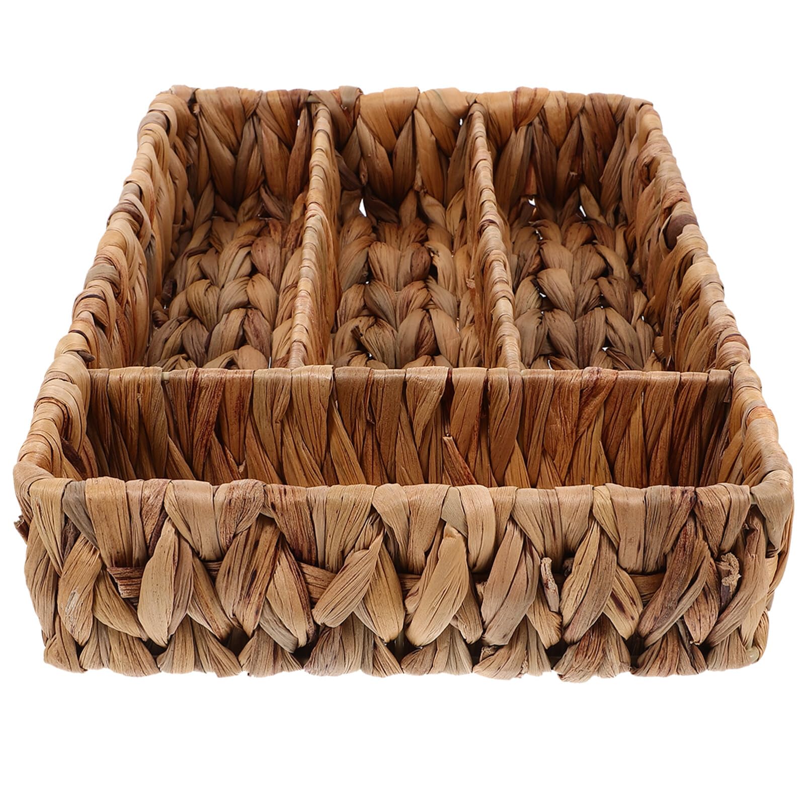 Cabilock Soporte Para Utensilios Tejido De Natural Cesta De Almacenamiento De Pastos Marinos Con Compartimentos Bandeja Para Utensilios Soporte Para Cubiertos Organizador De