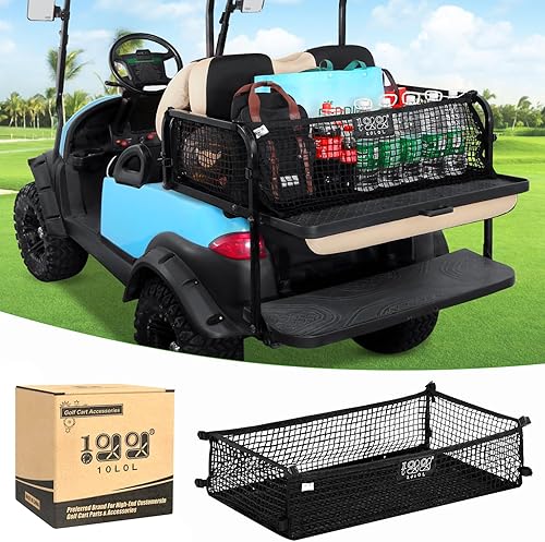 10L0L Red de carga para carrito de golf de 4 pasajeros para Yamaha, Club Car DSPrecedent, EZGO TXTRXV, red de almacenamiento elástica ajustable,
