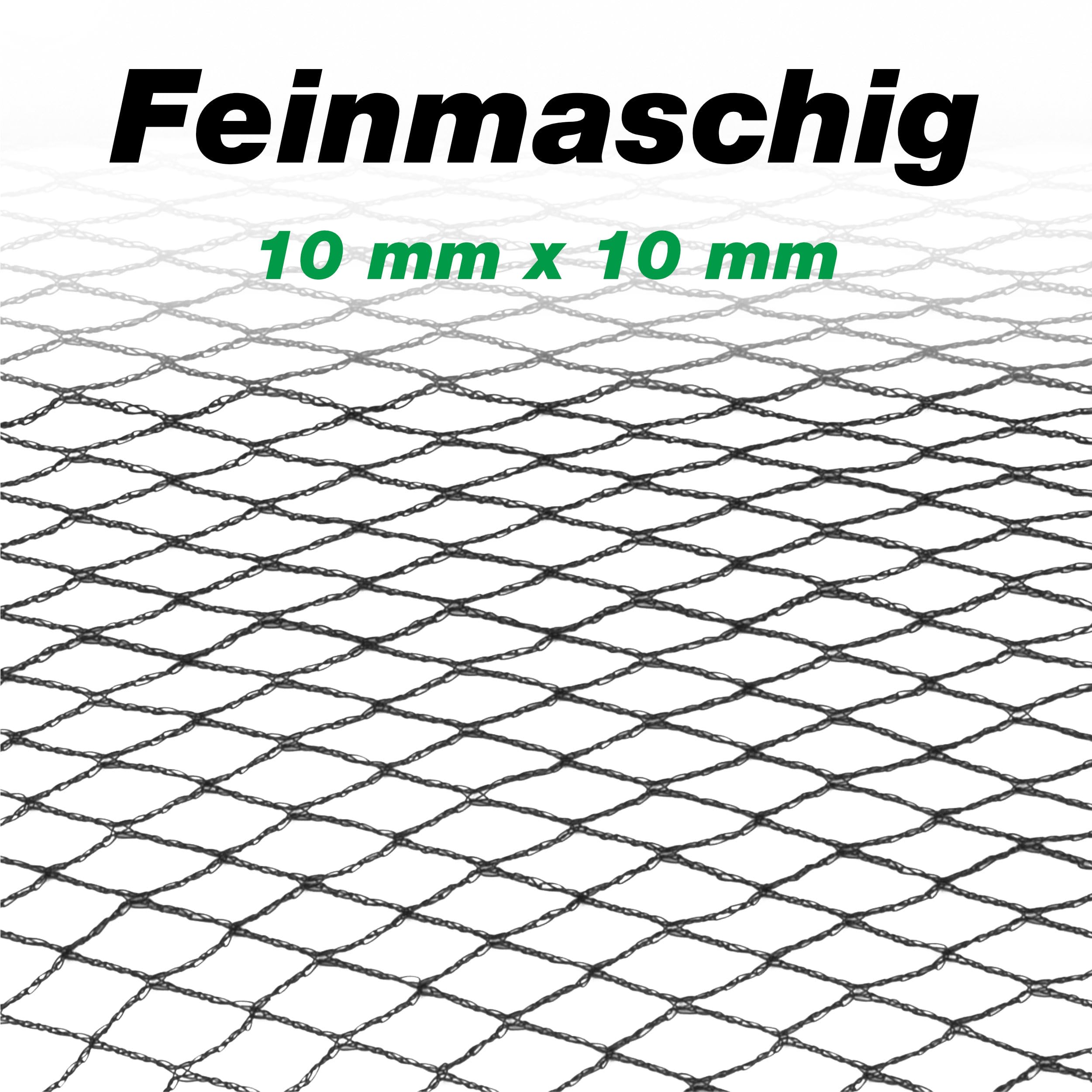 Abdecknetz (3x4m) schwarz mit Erdspießen | feinmaschig (10x10mm) mit stabilem Rand | Teichabdeckung für einen laubfreien Teich | Vogelschutznetz für Gartenteich
