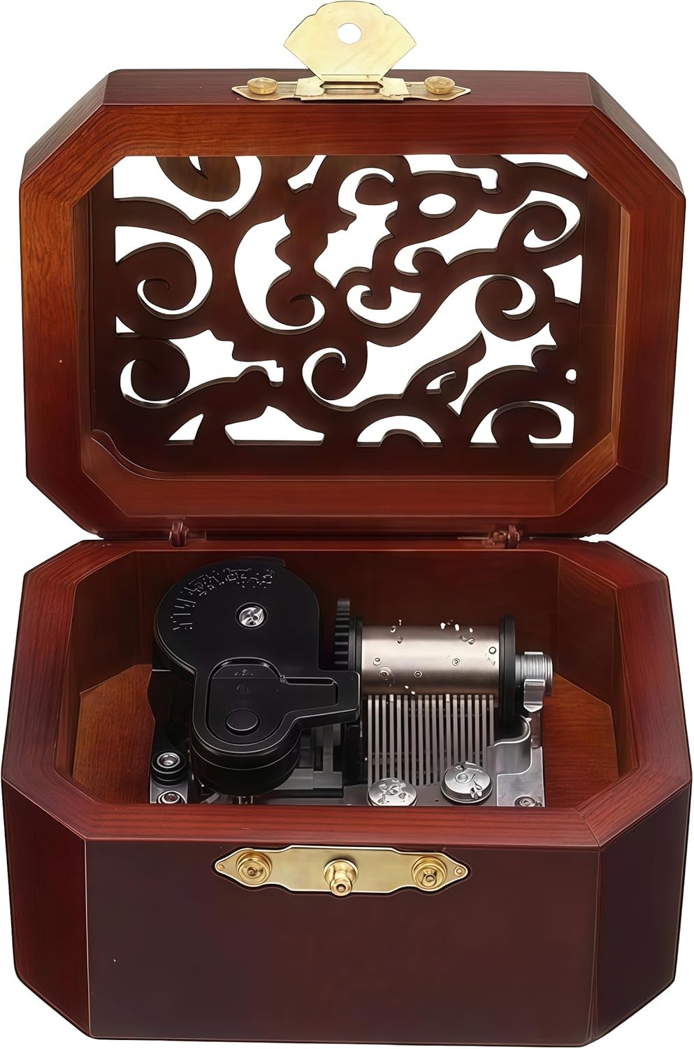 Mini Hollow Antique Carved Music Box Wind Up Wooden Musical Box Toy – Hedwig’s Theme Valentine’s Day Gift Present