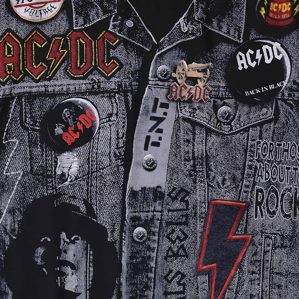 Liquid Blue Ac/Dc Jacket Jumbo Stampa Manica Corta Tee - Nero - X-Large