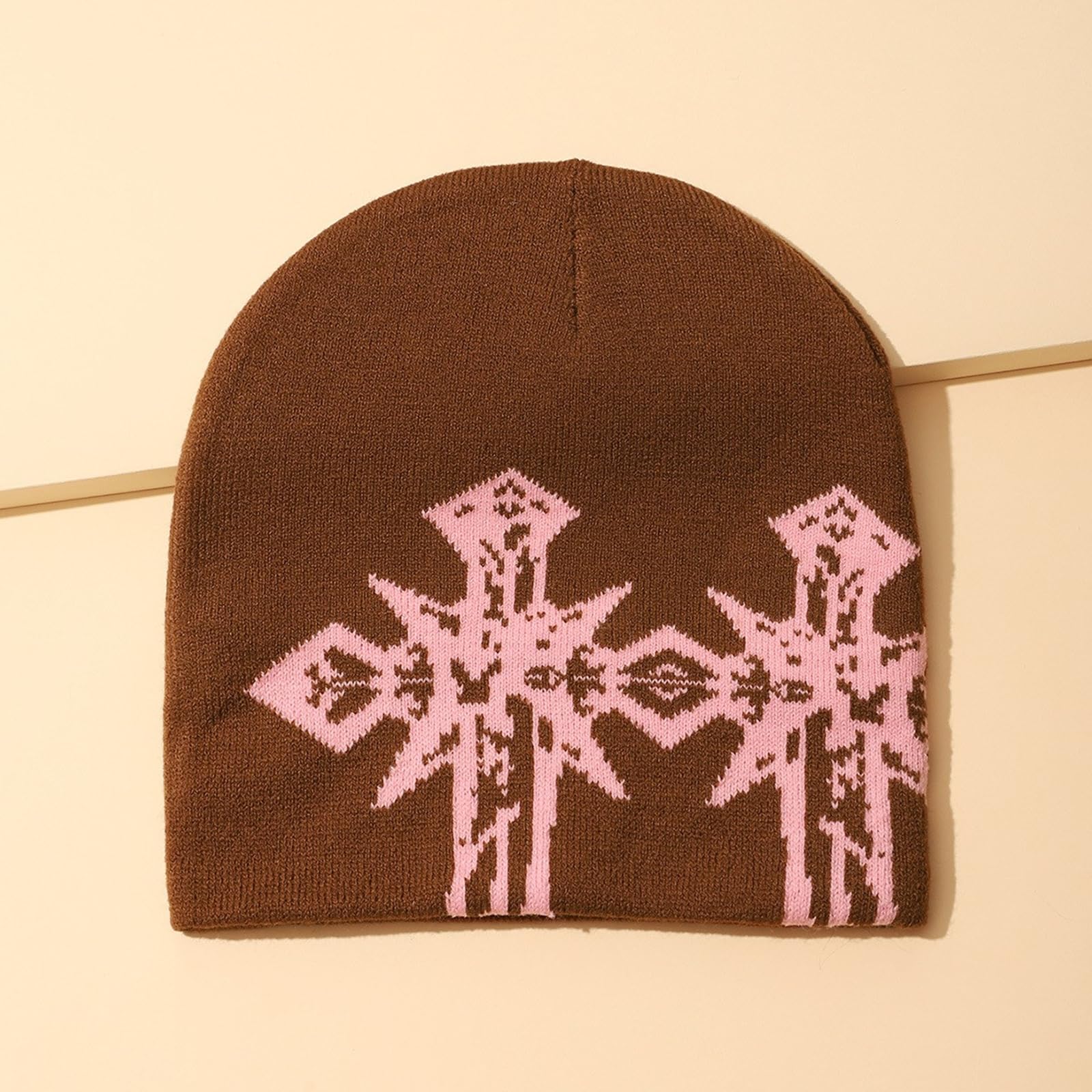 Gorro unisex de punto con cruces tejidas para actividades al aire libre y moda callejera