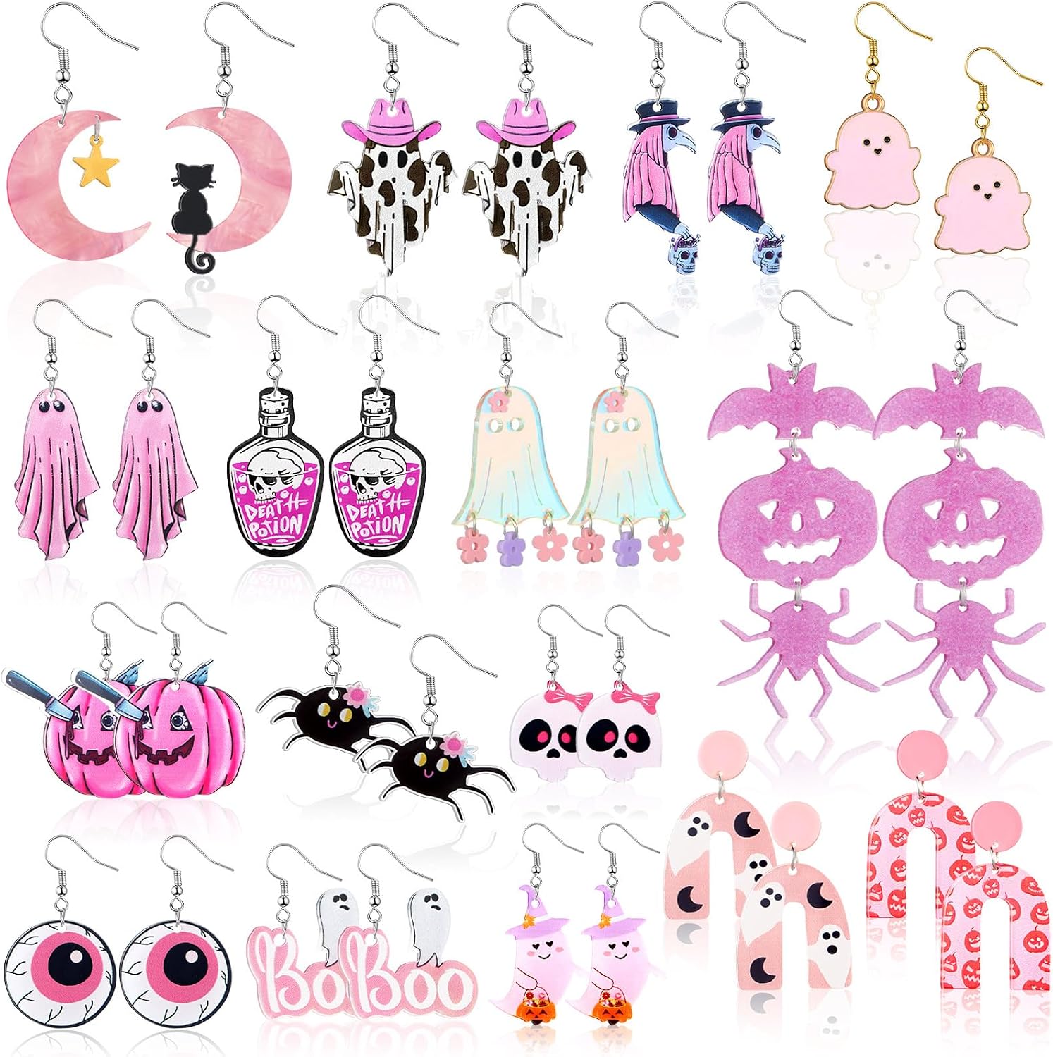 Kigeli 16 Pairs Halloween Earrings Bulk for Women Dangle