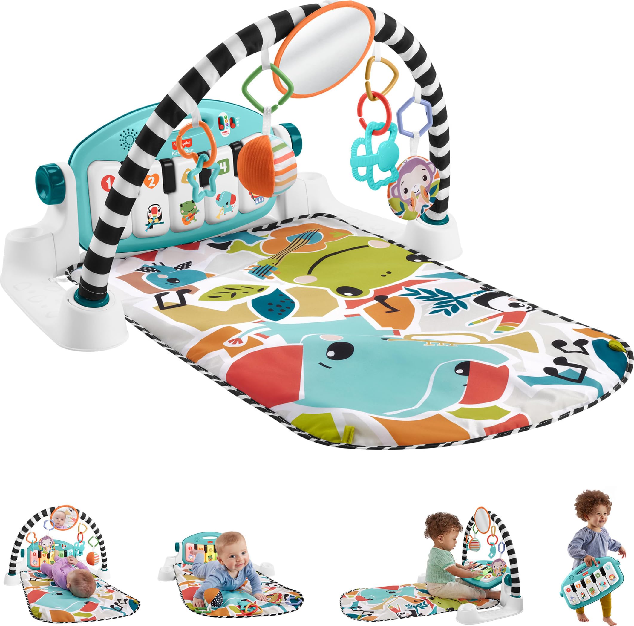 Fisher-Price Glow &amp; Grow Kick &amp; Play Piano Gym Baby Toy, Spanish