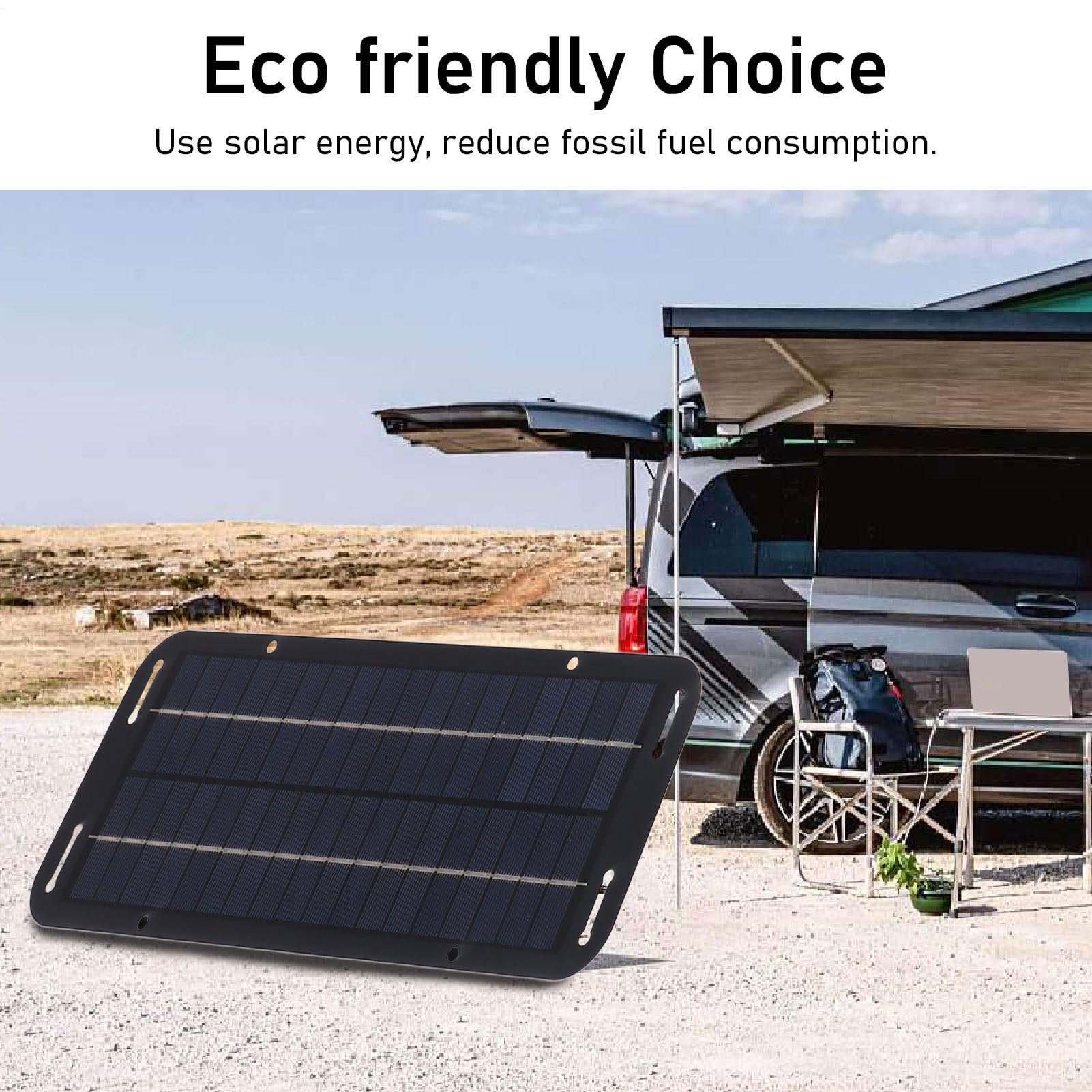 Caricatore per batteria solare per auto – 12 V – Kit di ricarica Trickle – | Fonte di alimentazione portatile | Batteria solare impermeabile per veicoli, moto, caravan, barca, attività all'aperto