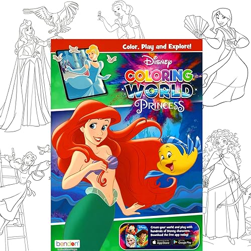 Miniatura 2 de Disney Princess - Juego de libros para colorear para actividades infantiles, con princesas de Disney, Encanto, Moana, Frozen y más