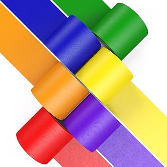CHIYUNS Colored Masking Tape Thick, Color Painters Tape for Kids, 6 Rolls 2 inch Wide x 10 Yards Each, Colorful Paper Tapes Rainbow Colors for Labeling Packing, Painter Tape Variety Pack, Craft Tape