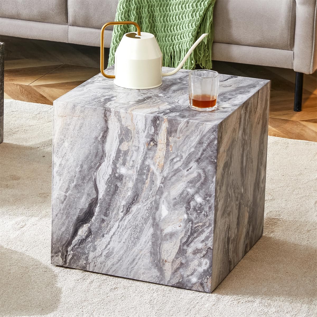 Side Table, End Table Living Room Table, Modern Side Table Sofa Couch Table, Faux Marble End Table, Bedside Table Nightsta...