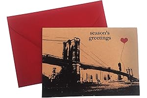 Season's Greetings Brooklyn Bridge Note Card Set of 8 New York Christmas