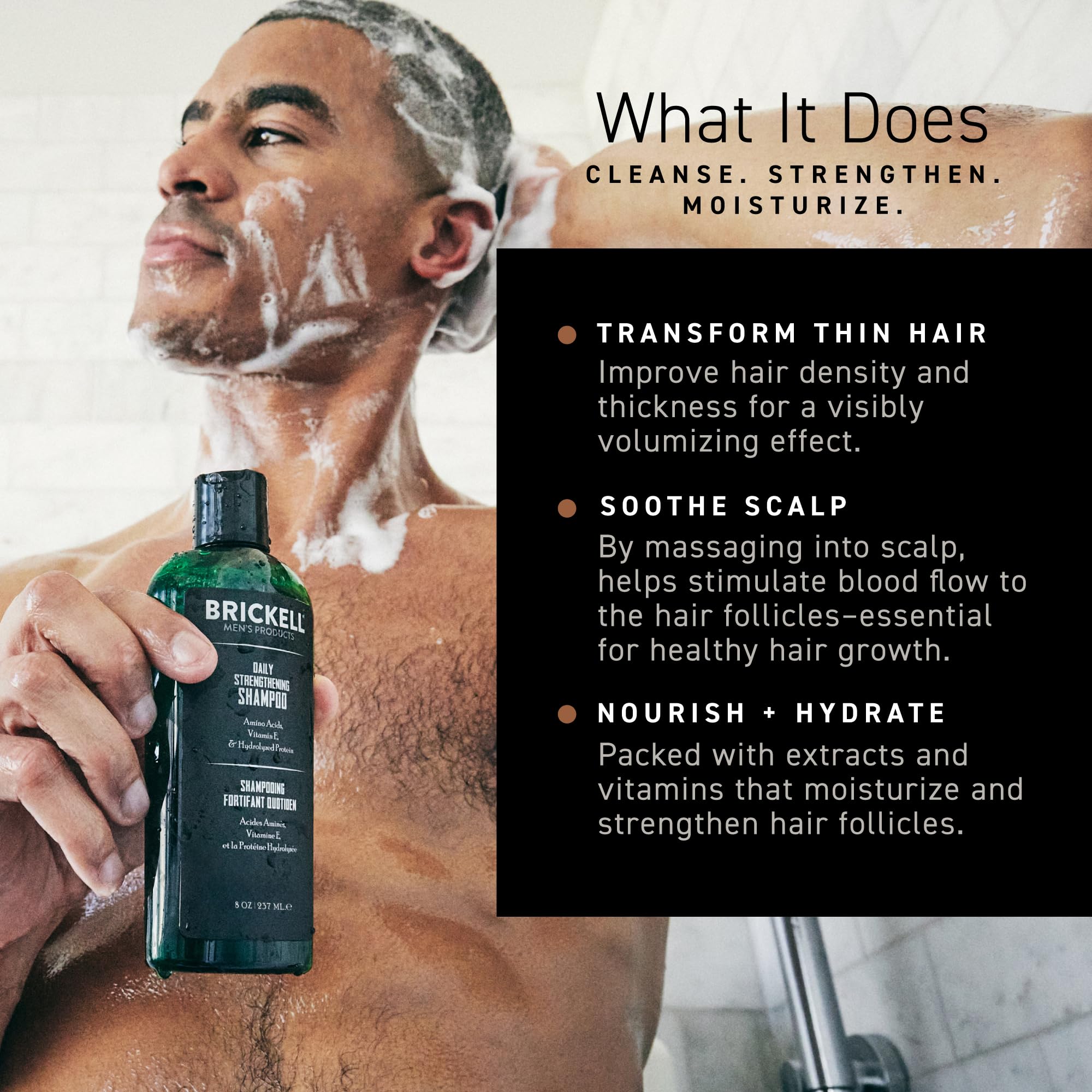 Brickell Men’s Daily Revitalizing Hair Care Routine - Shampoo mit Minze und Teebaumöl und Stärkender und Volumenspendender Conditioner - Natürlich und Organisch