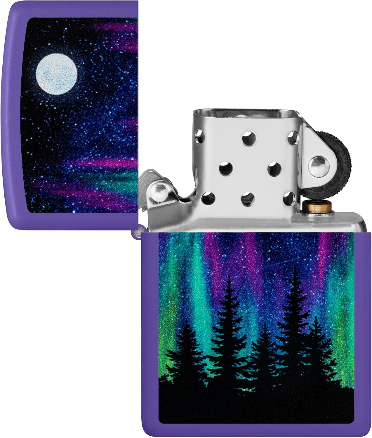 Zippo Northern Lights Design Purple Matte Pocket Lighter