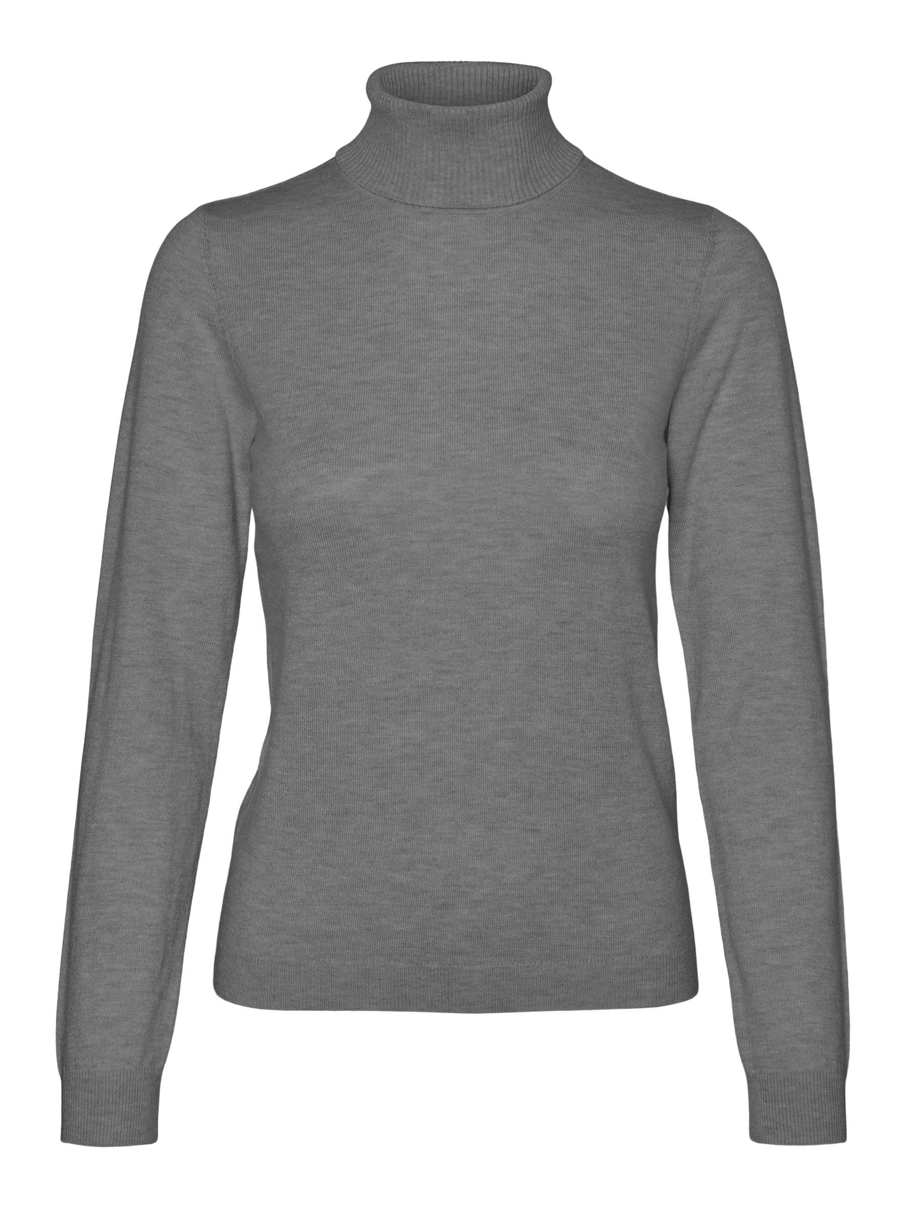 VERO MODA VMIRIS LS Rollneck Pullover GA NOOS, Medium Grey Melange, L