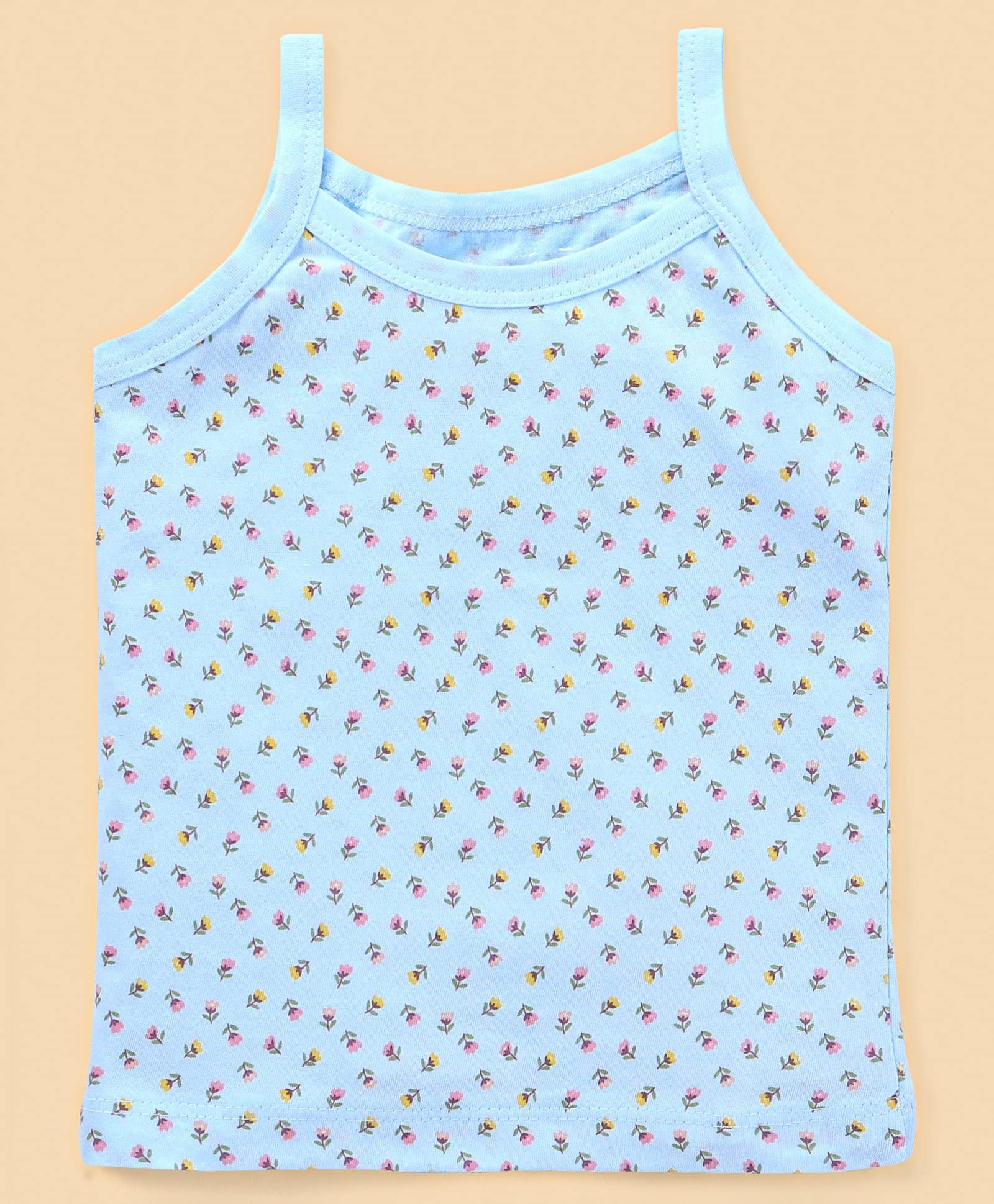 KIKE Baby Girls Sleevless Printed Cotton Regular Fit Camisole Slips/Vests/Baniyan/Inner Wear, Pack Of 6 (3-4 Years, Printed Slips), Assorted 3
