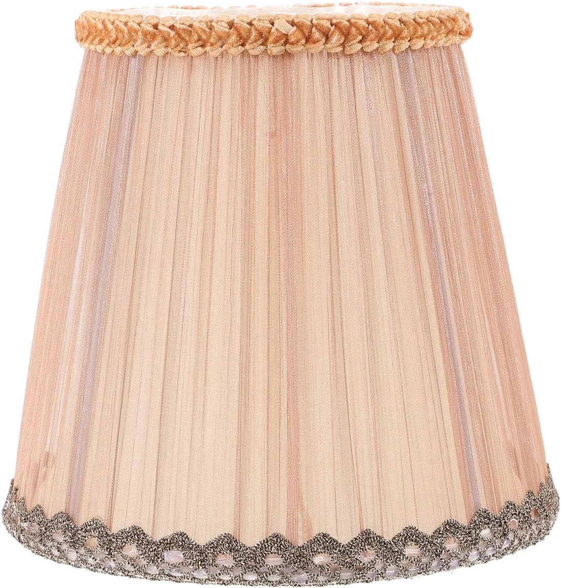 KALLORY Small Fabric Lampshade Clip-On Wall Light Cover Lace Design Vintage Indoor Light Shade for Chandelier and Desk Lamp