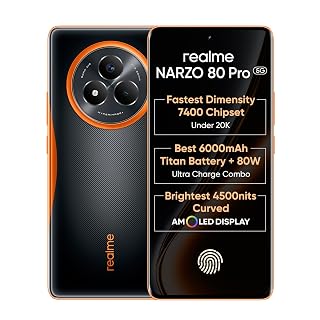 realme NARZO 80 Pro 5G (Nitro Orange,8GB+256GB) | Segment's 1st MediaTek Dimensity 7400 Chipset | 6000mAh Titan Battery + 80W Ultra Charge | 4500nits HyperGlow Esports Display | IP69 Waterproof - Amazon product rated Grade A