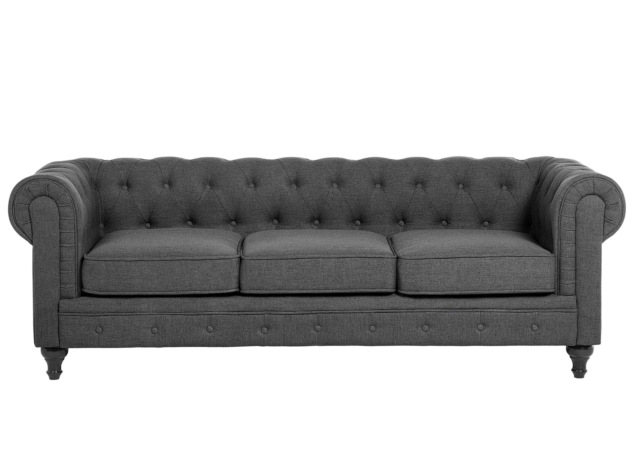Beliani Klassisches Sofa im englischen Stil Polsterbezug grau Chesterfield
