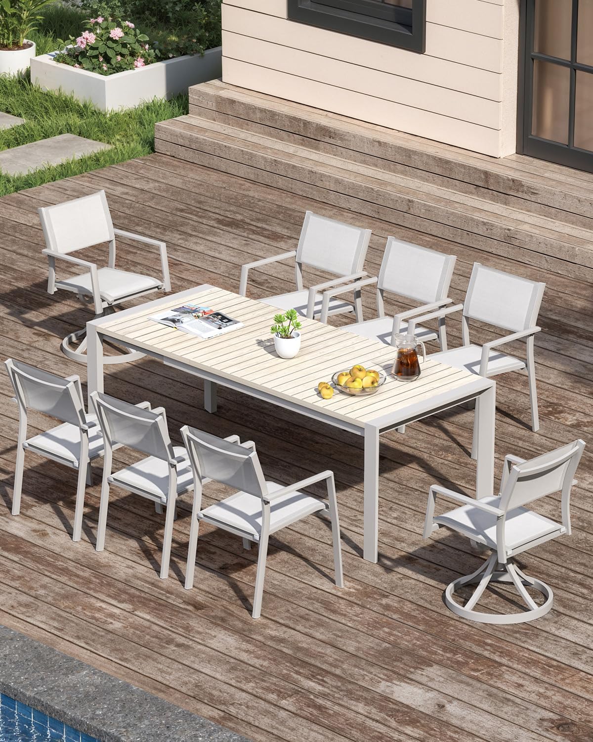 Patio Chairs Set of 2, Stackable Patio Dining Chairs, Never-Rust Aluminum Outdoor Dining Chairs with Textilene, Stackable Outdoor Patio Chairs Furniture for Deck, Garden, Indoor, Warm Gray