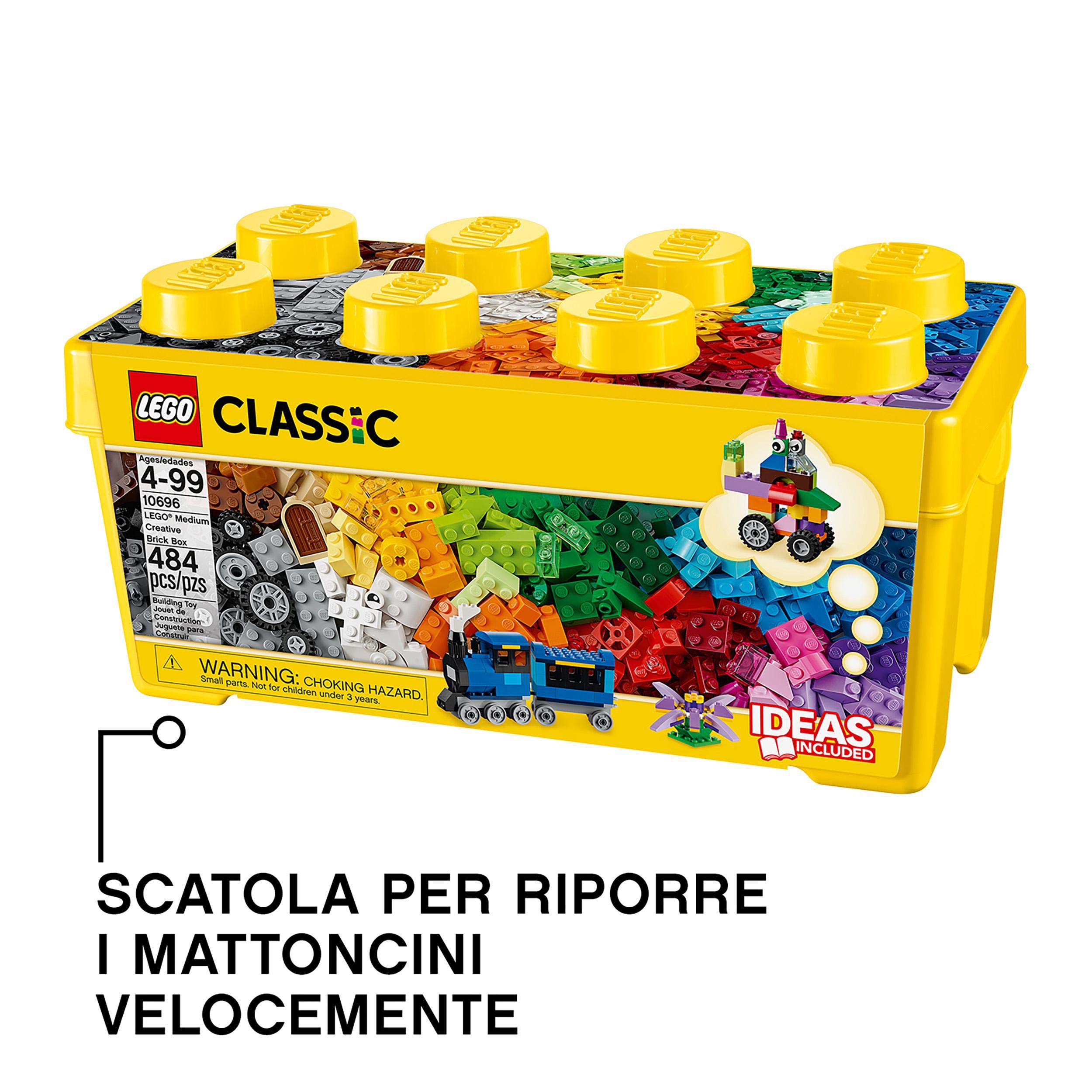 LEGO Classic Scatola Mattoncini Creativi Media, Set per Costruire Fiori, Macchina, Treno, Aereo e Animali Giocattolo per Bambini e Bambine da 4 Anni in su, Contenitore Idee Creative, Idea Regalo 10696