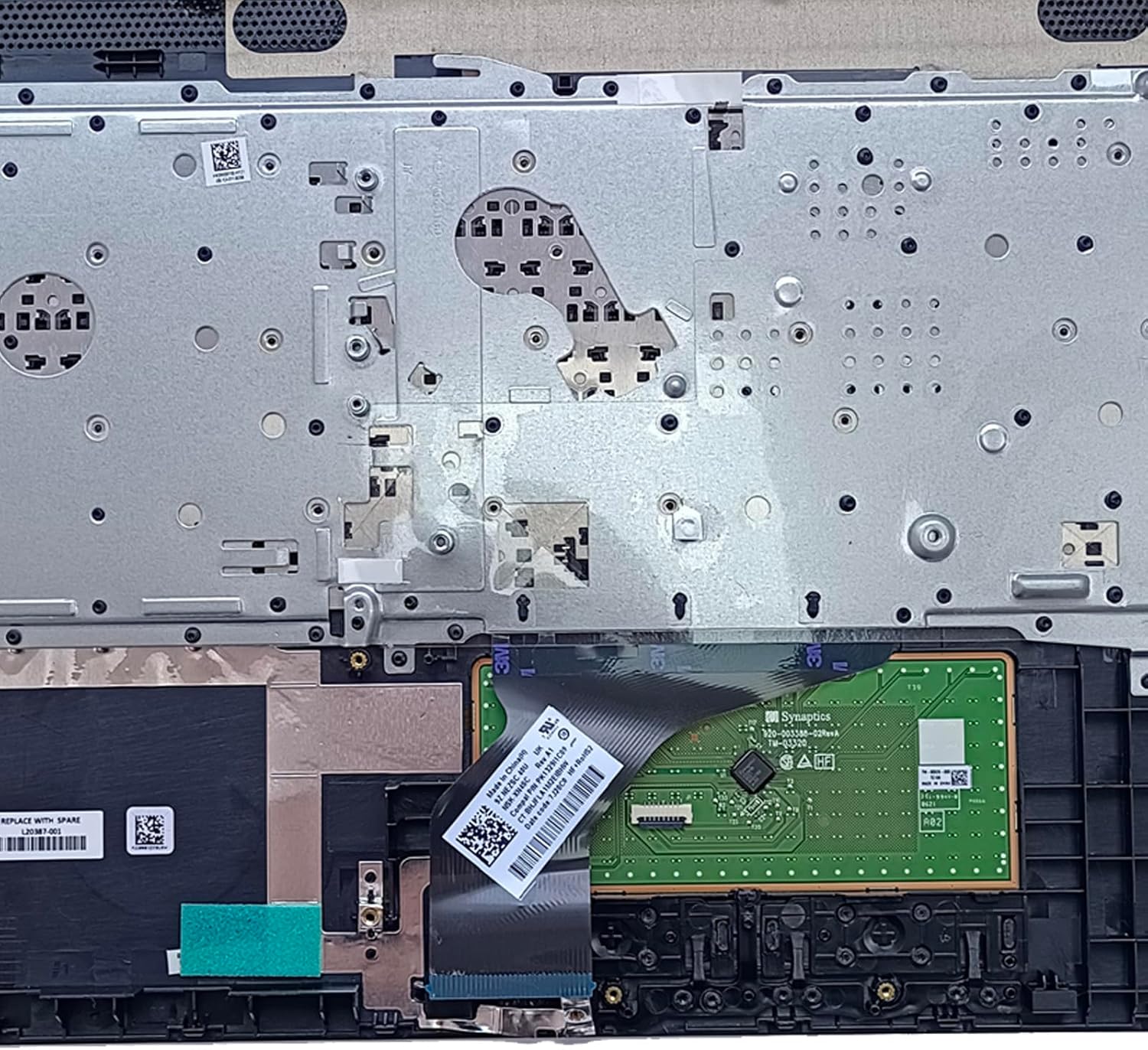 Replacement for HP 15-DA 15-DB 15-DR 15-DA0053WM 15-DA0012DX 15-DA0073WM Trackpad AHS Laptop Upper Top Cover Case Palmrest Not-Backlit Keyboard Touchpad Assembly Part L20387-001 AP29M000400