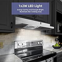 Vista 5 de FIREGAS Campana extractora de 30 pulgadas para debajo del gabinete, campana extractora de cocina de acero inoxidable convertible con botón