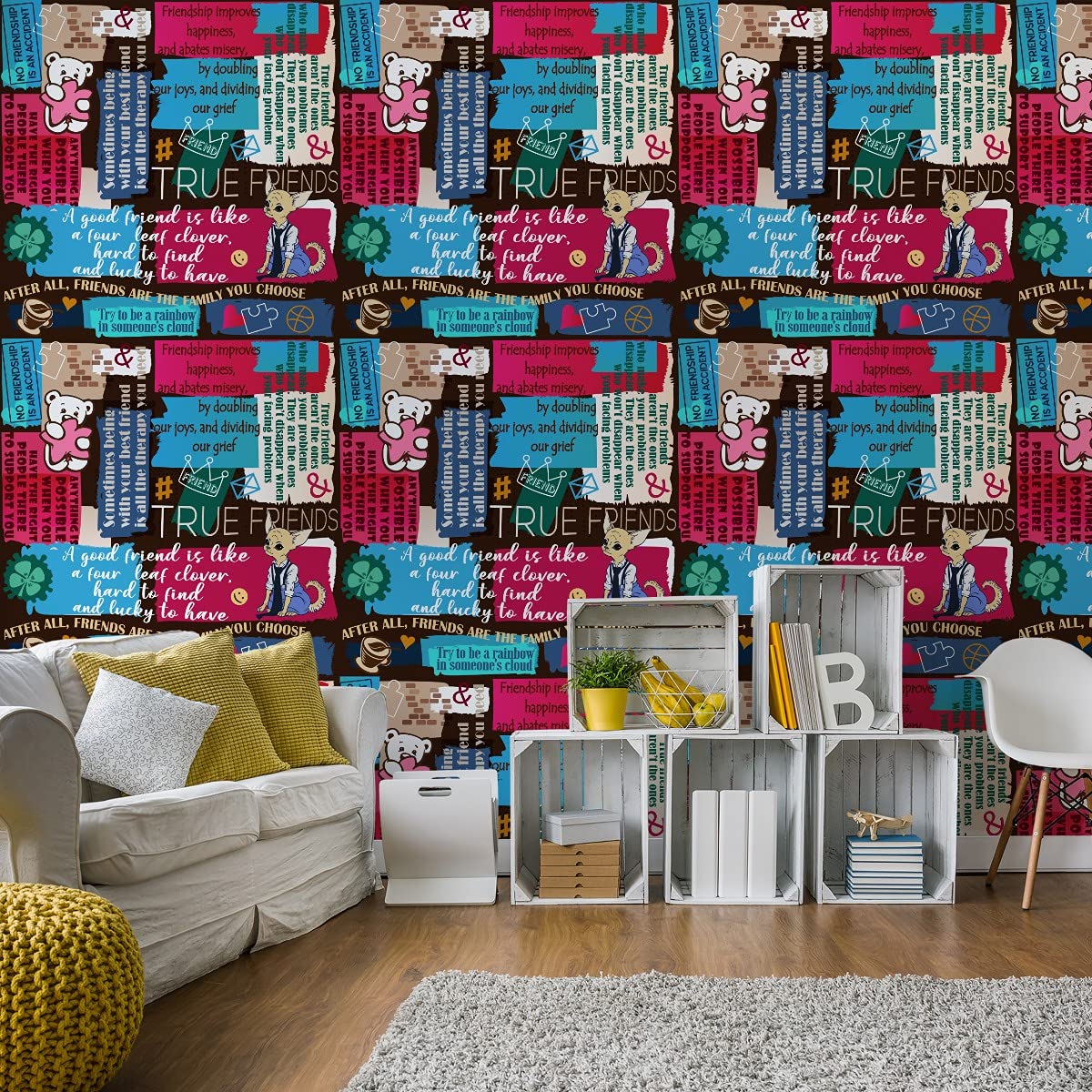 Muralo Papier Peint Auto-adhésif Mosaïque Cœurs Couronnes - 10m x 50 cm