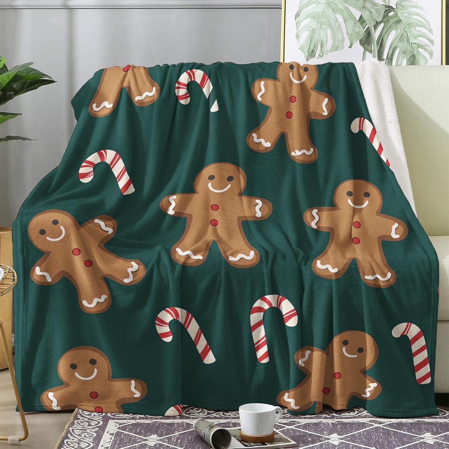 zcwl Christmas Blanket Twin Size, Gingerbread Man Fleece