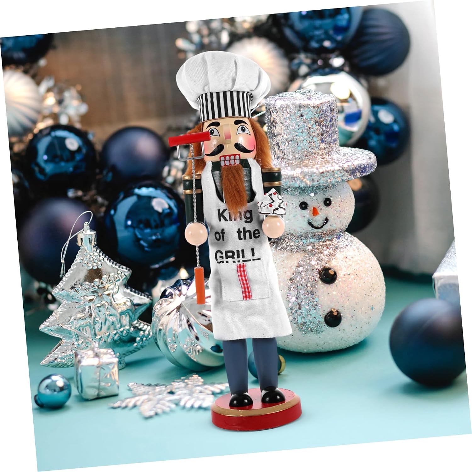 Garneck 38cm Chef Wooden Nutcracker Christmas Table Flag Nutcracker Christmas Decor Room Decor Desktop Nutcracker Figures
