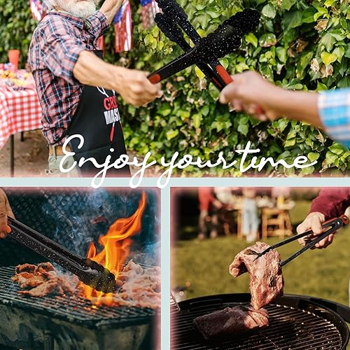 Miniatura 3 de Pinzas de cocina de acero inoxidable 600  resistentes al calor, pinzas de silicona para servir cocina con revestimiento antiadherente, pinzas de