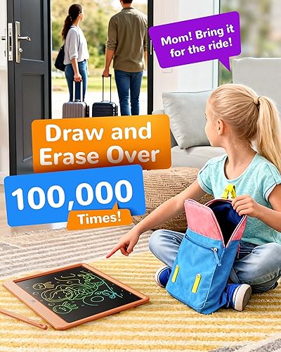 Vista 21 de KOKODI Tableta de escritura LCD, regalos para niños y niñas de 3 años, tableta de dibujo colorida de 10 pulgadas, almohadillas de dibujo Azul