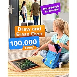 KOKODI LCD Writing Tablet, 12 Inch Colorful Toddler Doodle Board Drawing Tablet, Erasable Reusable Electronic Drawing Pads, Educational and Learning Toy for 3-6 Years Old Boy and Girls(Orange)