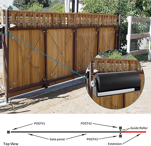 Miniatura 6 de Skelang Rodillo de guía de puerta deslizante, guía de puertas enrollables de 6 pulgadas con soporte C, conjunto de rodillo de puerta deslizante de