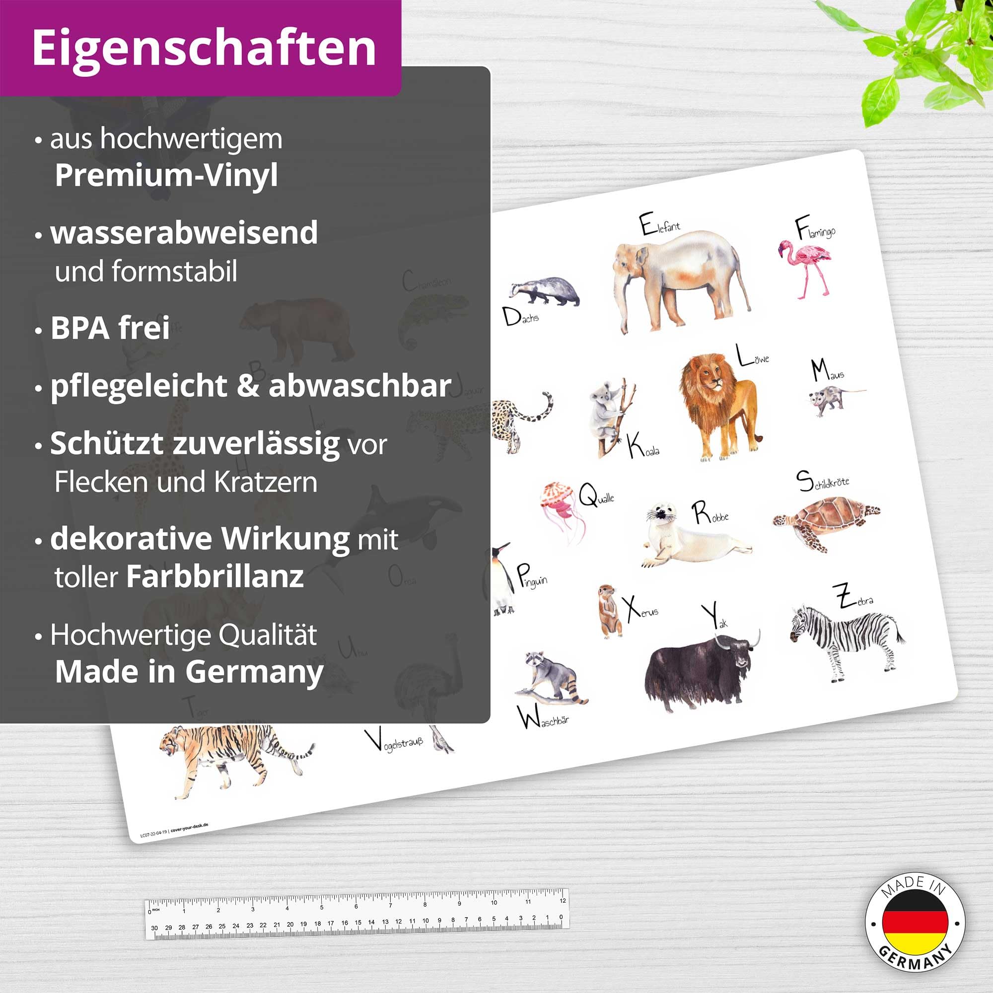 HERMA 19743 Bureauonderlegger Dino World, afwisbare kinderbureauonderlegger van karton, 55 x 35 cm, dubbelzijdig motief, onderlegger voor meisjes en jongens