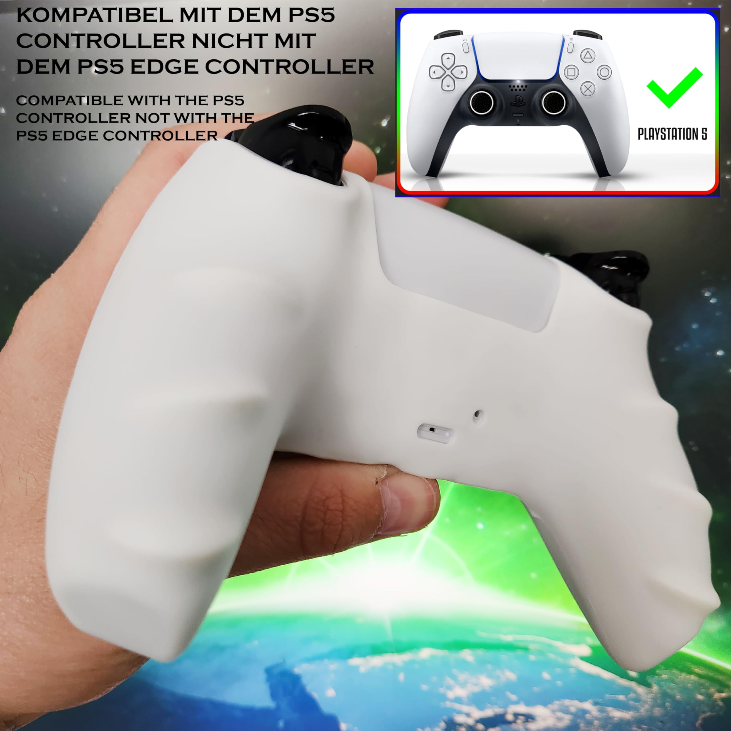 MatoSan® Funda para Mando de PS5 con Agarre – Funda y Cubierta de, Funda Antideslizante para un Mejor Control – Incluye Tapas de Agarre precisas, Ideal para Accesorios de Controlador PS5