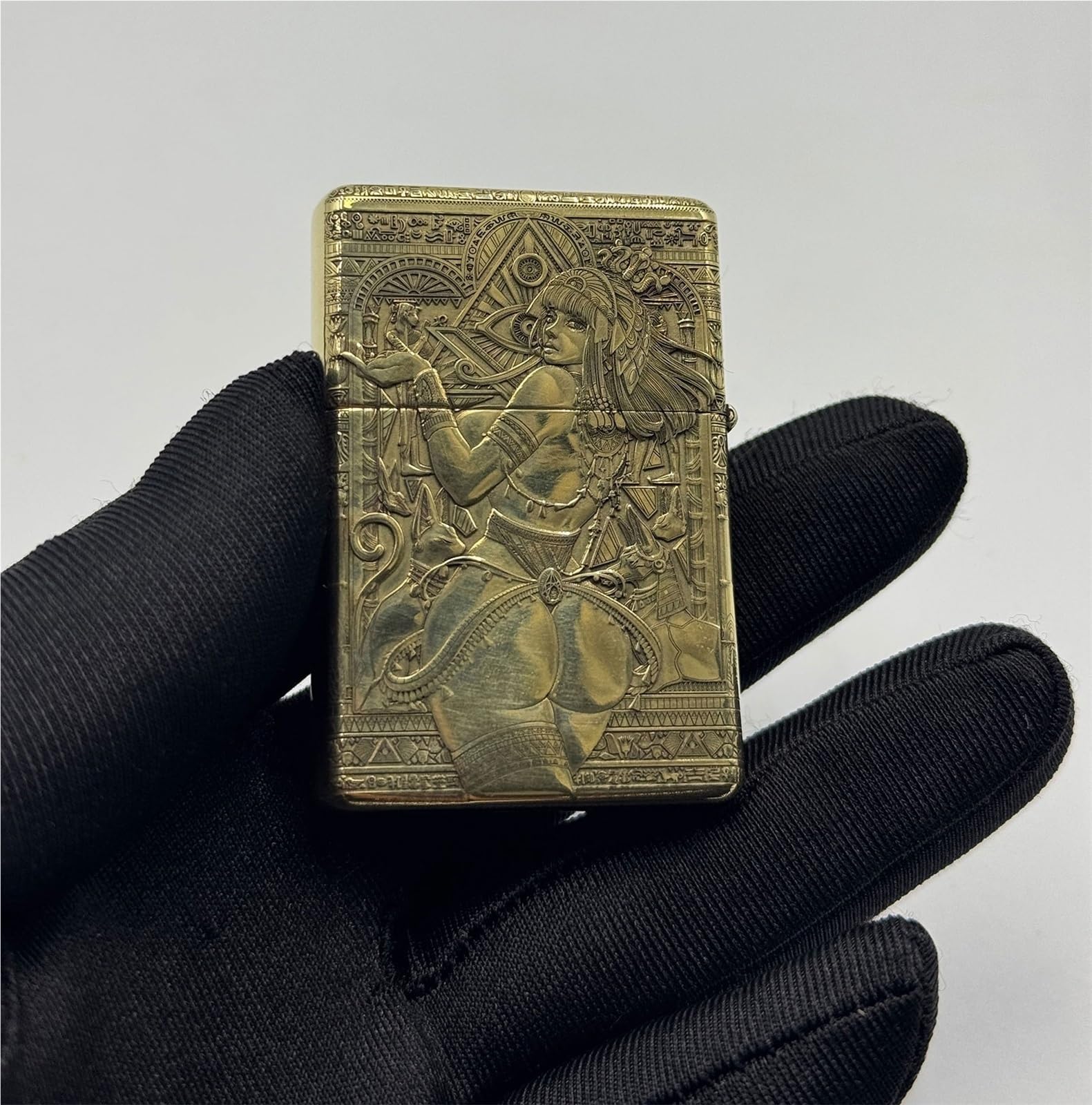 Accendino a Cherosene Vintage con Stampa in Rilievo - Accendini da Trincea in Ottone Fatti a Mano, accensione a Mola Vecchio Stile, Fiamma Morbida Antivento, Perfetto for Candele da(Copper)