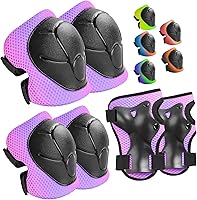 Vista 10 de Juego de protección para niños, rodilleras para niños de 3 a 14 años, rodilleras y coderas con protectores de muñeca 3 en 1 para patinaje, ciclismo