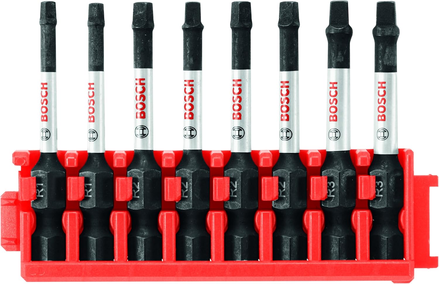 BOSCH CCSSQV208 8-Piece Assorted Set 2 in. Impact Tough Square Power Bits with Clip for Custom Case System (Pack of 2)