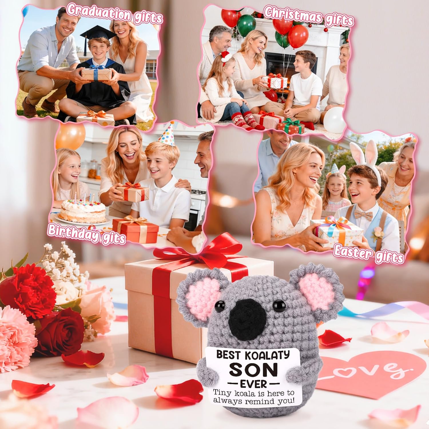 Son Gifts from Mom Dad, Easter Basket Stuffers Egg Fillers for Son Adults, Teen Boy Gifts Trendy Stuff, Birthday Fathers Day Graduation College Gift for Sons, Funny Small Cute Emotional Crochet Koala - Image 7