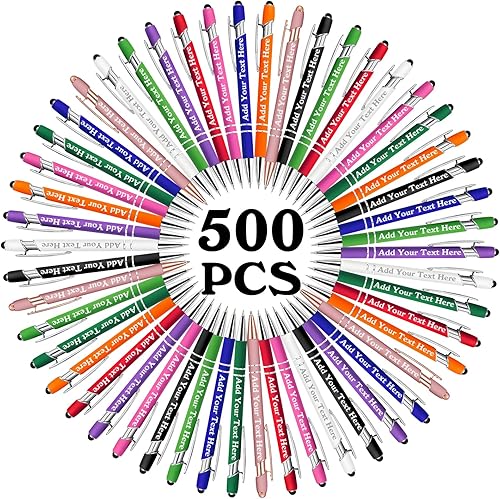 Miniatura 85 de Bolígrafos personalizados a granel grabados personalizados con punta de lápiz capacitivo, bolígrafos personalizados de tinta negra, regalos