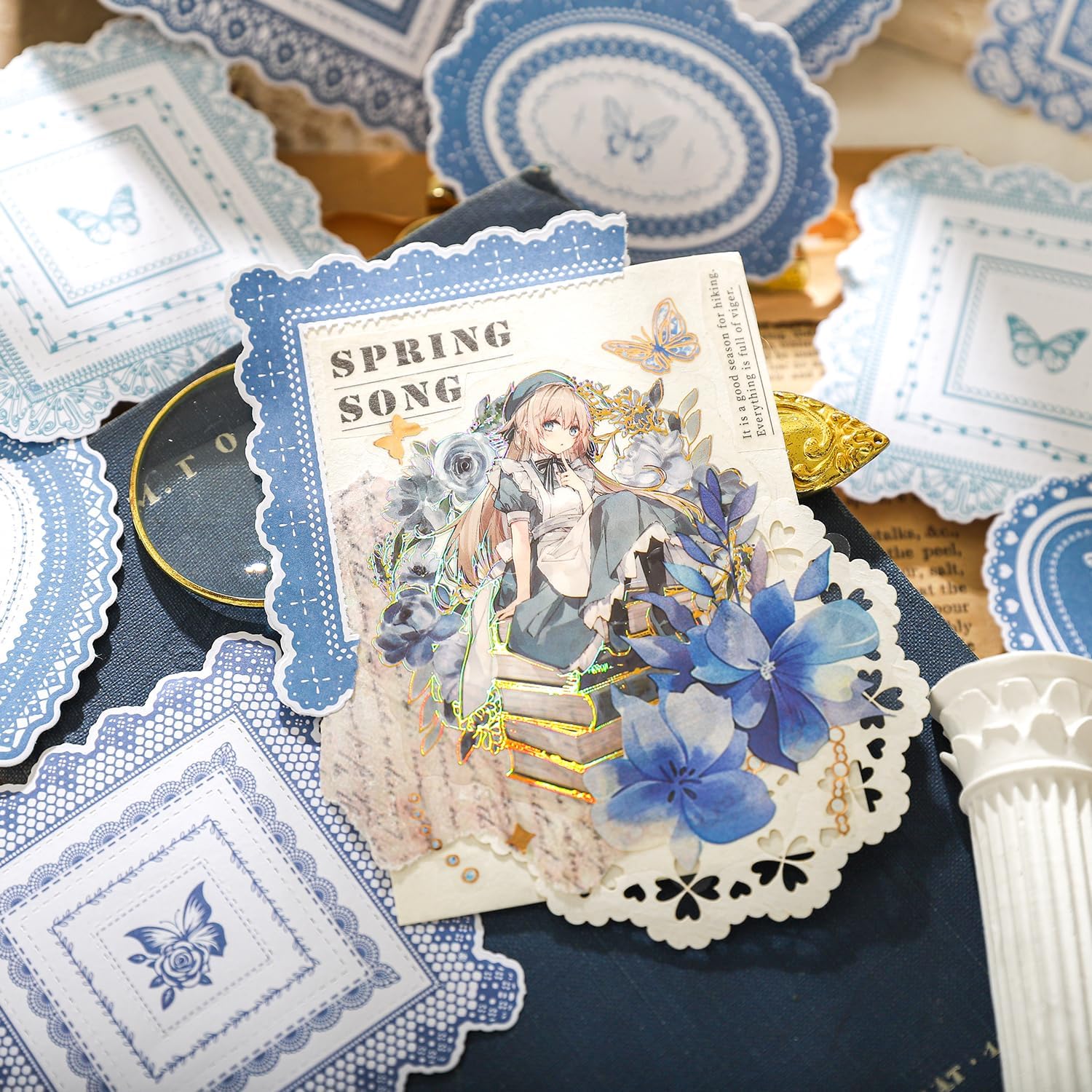 Alideco 120pcs Scrapbook Stickers Vintage Floral Lace Border Scrapbooking Junk Journal Crafts Embelishment Decoration Stickers (leisiwuyu)
