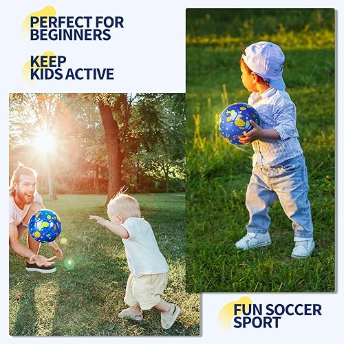 Vista 6 de Balón de fútbol tamaño 4, tamaño 3, tamaño 2 con bomba desinflada, juguetes de dinosaurio de unicornio con purpurina para niños pequeños