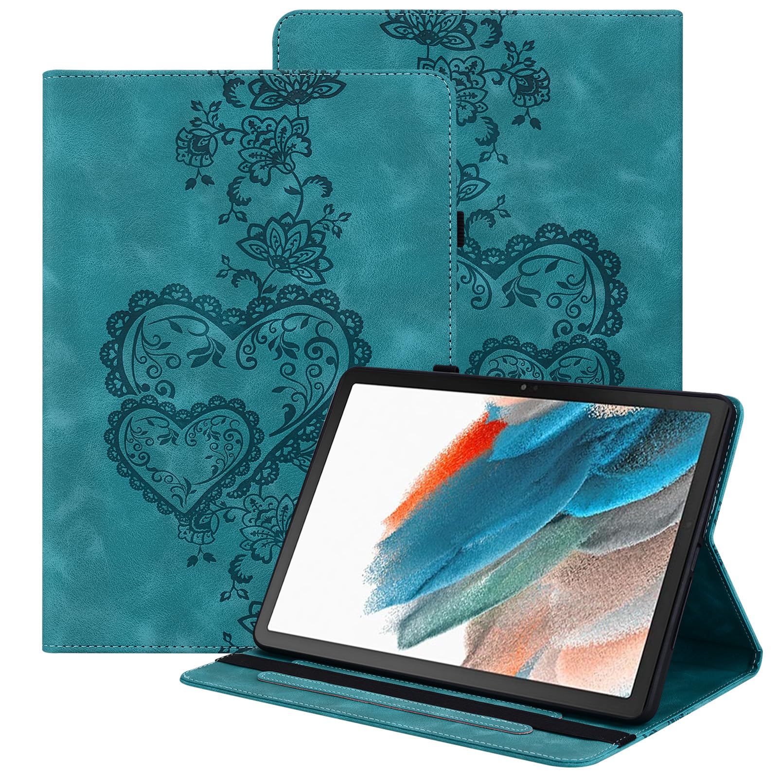 BOLELAW Hülle für iPad 10. & 11. Generation 10.9 Zoll – Stoßfest PU Leder Folio Case, mit 3 Kartenschlitzen, Standfunktion & Geprägtem Herze, Grün