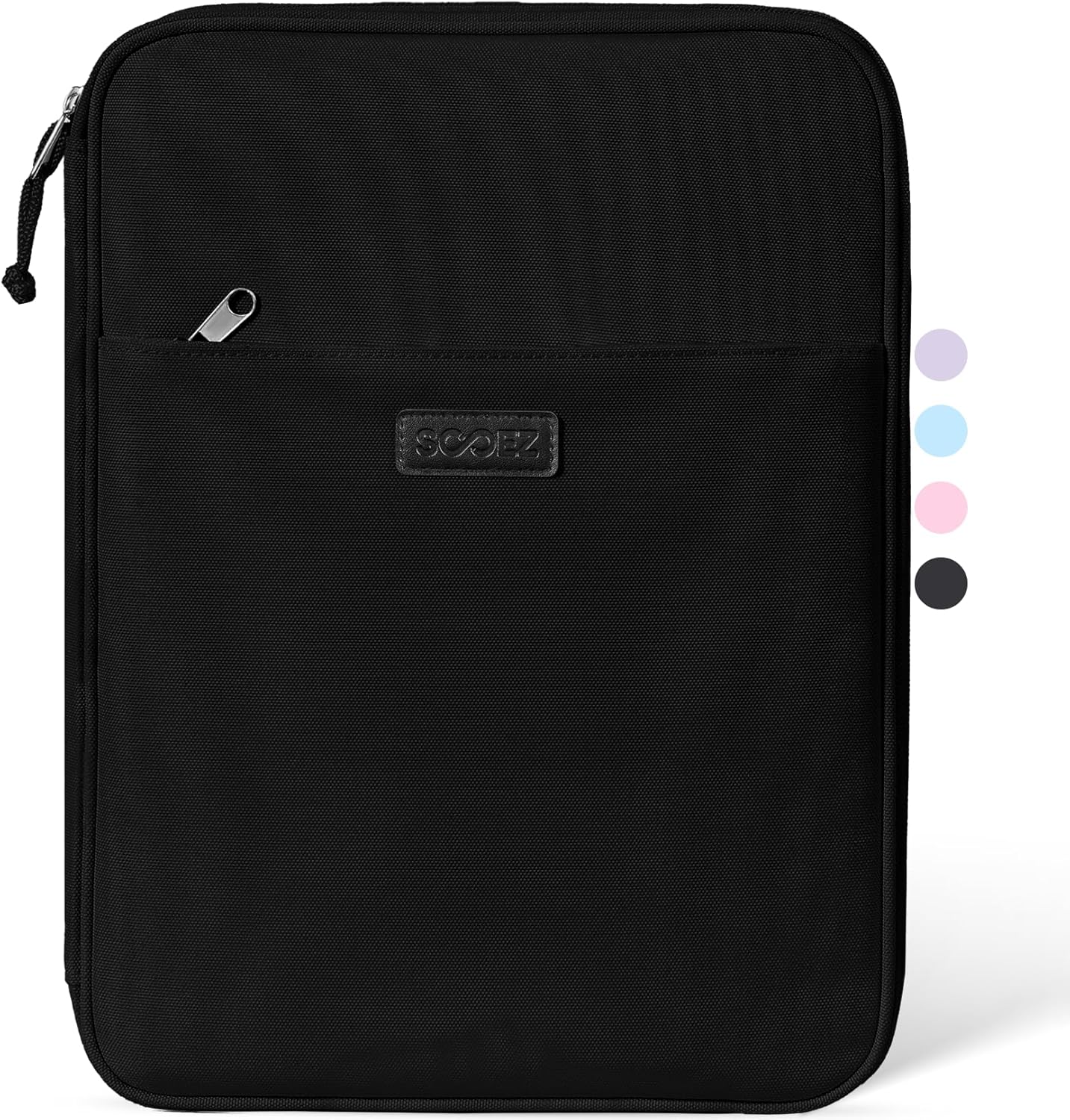 Sooez Zipper Binder Bag, 1 Inch Binders 3 Ring O-Ring, 5-Tab Dividers Expanding File Folder, 420-Sheet Capacity Three Ring Binder, Cute Organizer Storage for Student School Classroom Supplies, Black