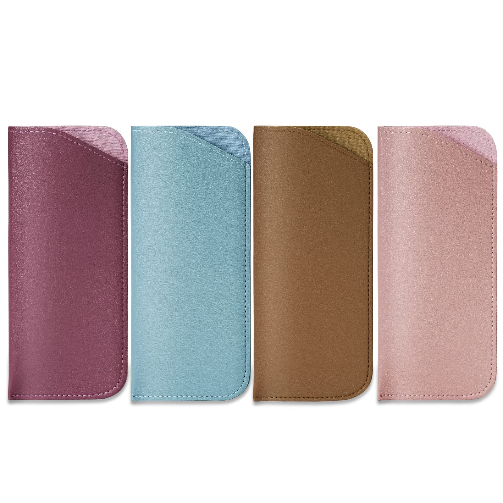 molshine Portable Vegan Leather Small Eyeglasses Pouch,Soft Slip Into Eyeglass Sleeve for Women Men Folding Reading Glasses