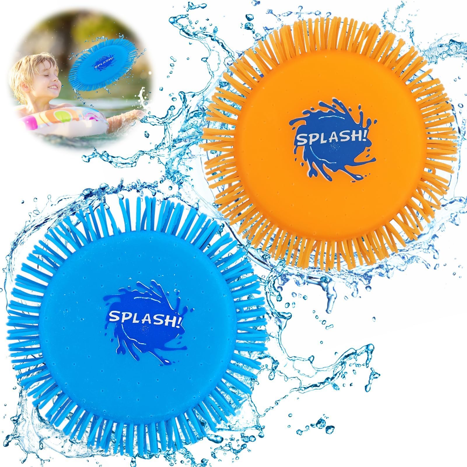 Meanju Wasser Frisbee, 2 Stück Wasserfrisby Soft, Wasser-Wurfscheibe aus Schaumstoff und Silikon, Durchmesser 17cm, Wasserspielzeug in Knalligen Farben, Sommer Spaß (Die Farbe ist zufällig)