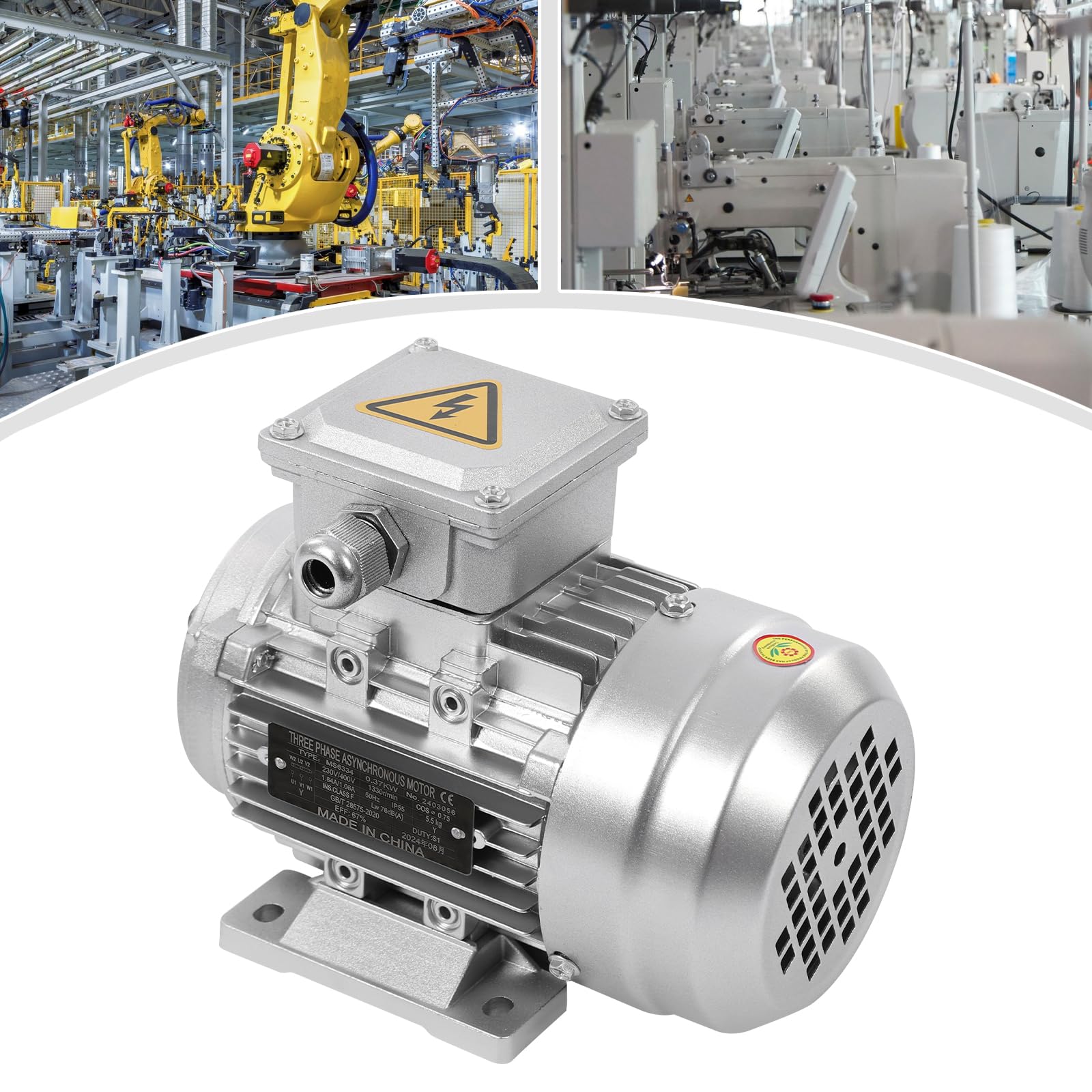 Elektromotor 370W 230/400V Drehstrom-Asynchronmotor 1330U/min Drehstrommotor 3-Phasen Motor für mechanische Geräte, Wellendurchmesser 11mm