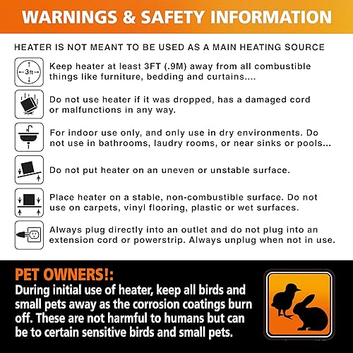 Miniatura 8 de Comfort Zone Calentador eléctrico portátil para espacios interiores forzado por ventilador, termostato ajustable, sensor de sobrecalentamiento,